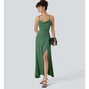 HALARA Green Midi Dress with Lace-Up Detail GUC sz XS